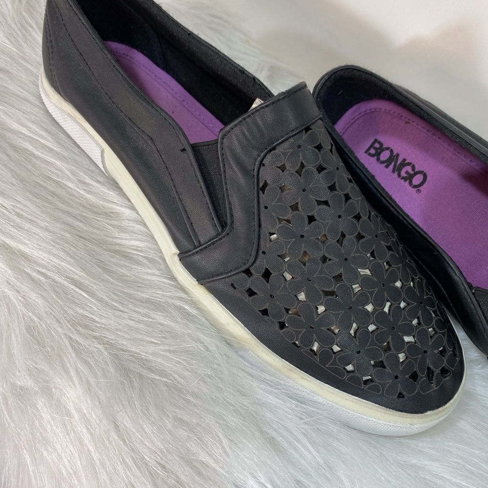Black Bongo Lasercut Slip On Shoes size 10